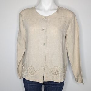 NWT Whitewash Cream Linen Button Up Corbetts Jacket XS